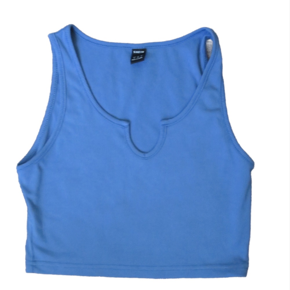 SHEIN Essnce Notch Neck Rib-knit Tank Top